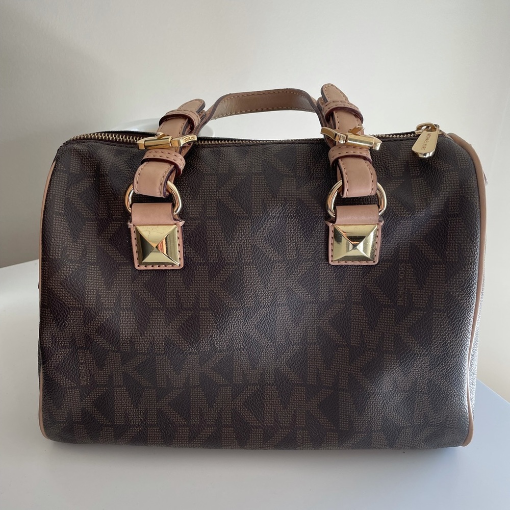 Michael Kors Grayson Logo Satchel Brown